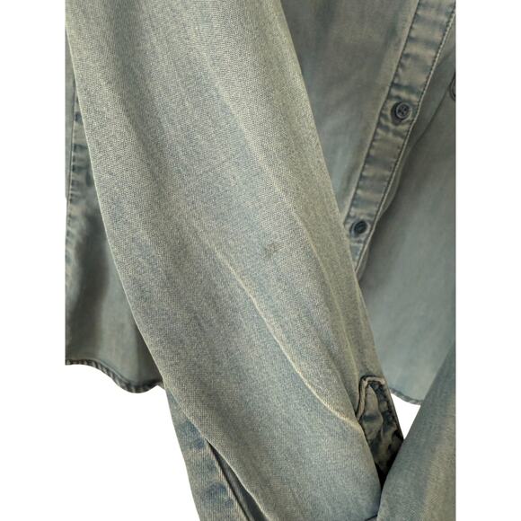 Simply Styled By Sears Blue Long Sleeve Button Down Collared Denim Like Top-M - Picture 4 of 6